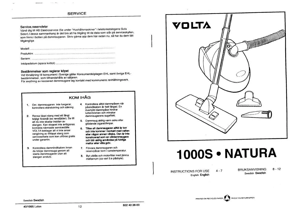 Mode d'emploi VOLTA U1000S