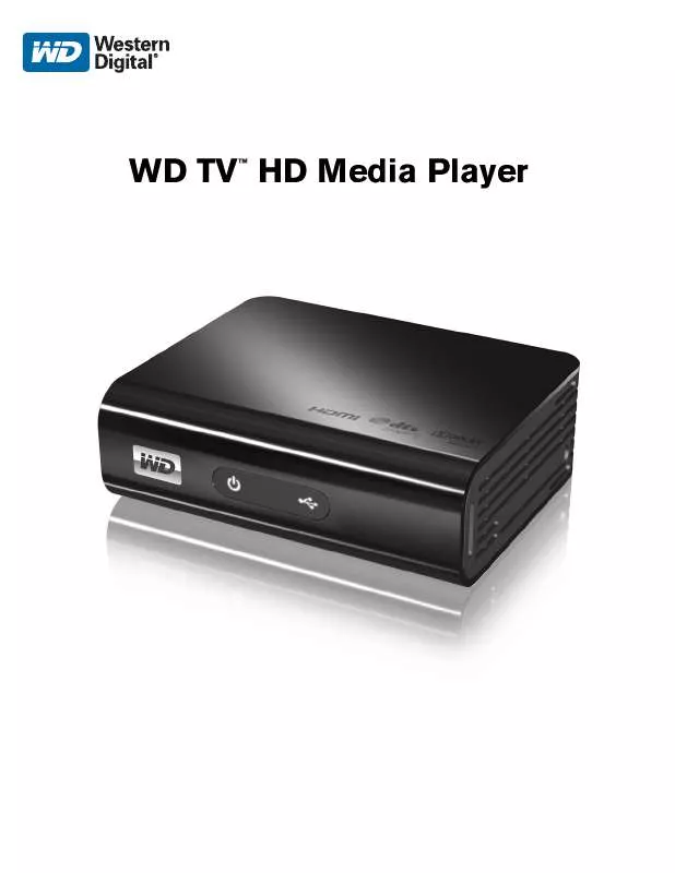 Mode d'emploi WESTERN DIGITAL WD TV HD MEDIA PLAYER