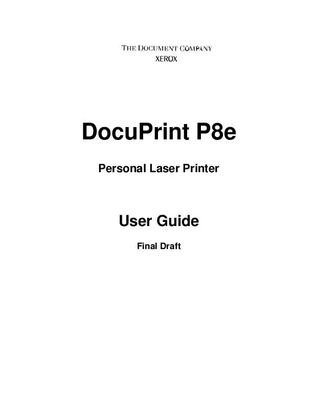 Mode d'emploi XEROX DOCUPRINT P8E