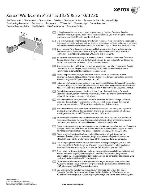 Mode d'emploi XEROX WORKCENTRE 3315