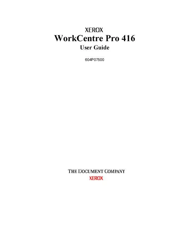 Mode d'emploi XEROX WORKCENTRE PRO 416