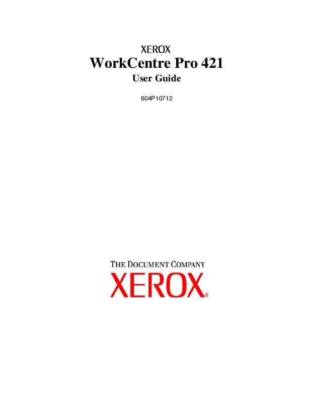 Mode d'emploi XEROX WORKCENTRE PRO 421DE DIGITAL COPIER