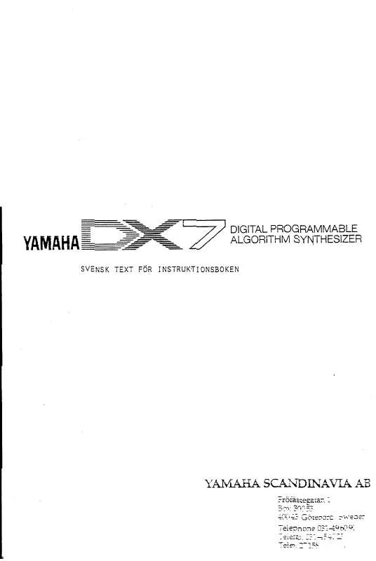 Mode d'emploi YAMAHA DX7