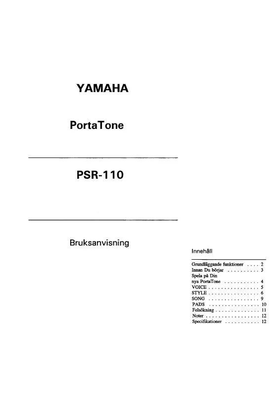 Mode d'emploi YAMAHA PSR-110