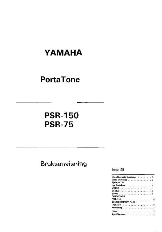 Mode d'emploi YAMAHA PSR-150/PSR-75