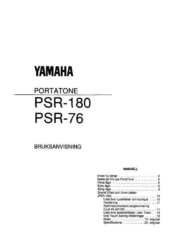 Mode d'emploi YAMAHA PSR-180/PSR-76