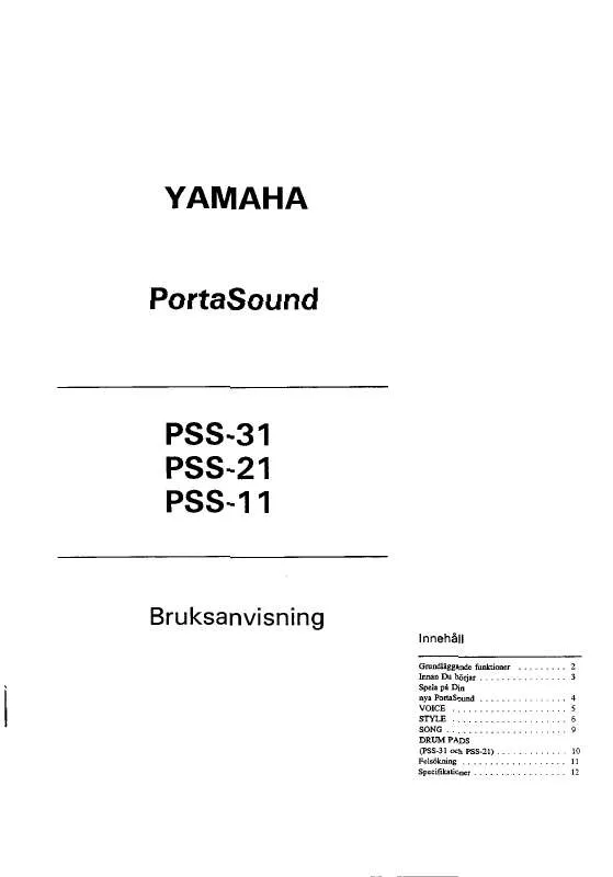 Mode d'emploi YAMAHA PSS-31/PSS-21/PSS-11