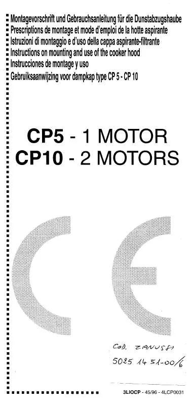 Mode d'emploi ZANKER CP10BK