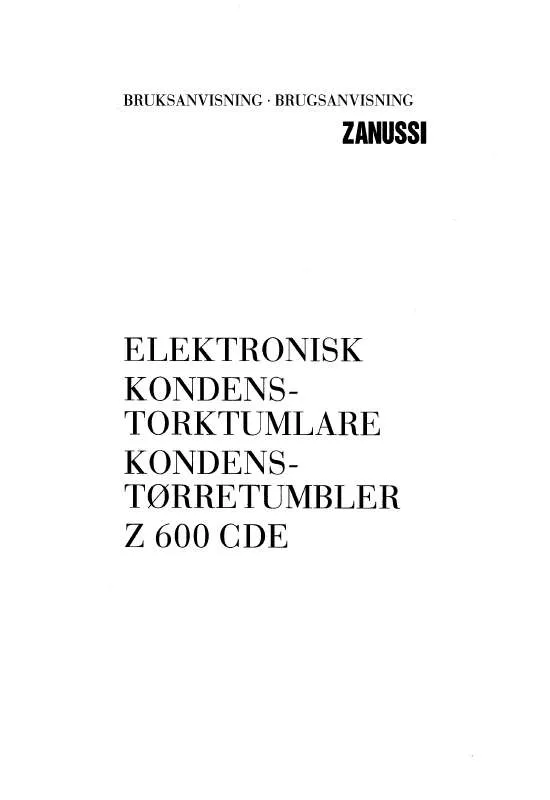 Mode d'emploi ZANUSSI Z600CDE