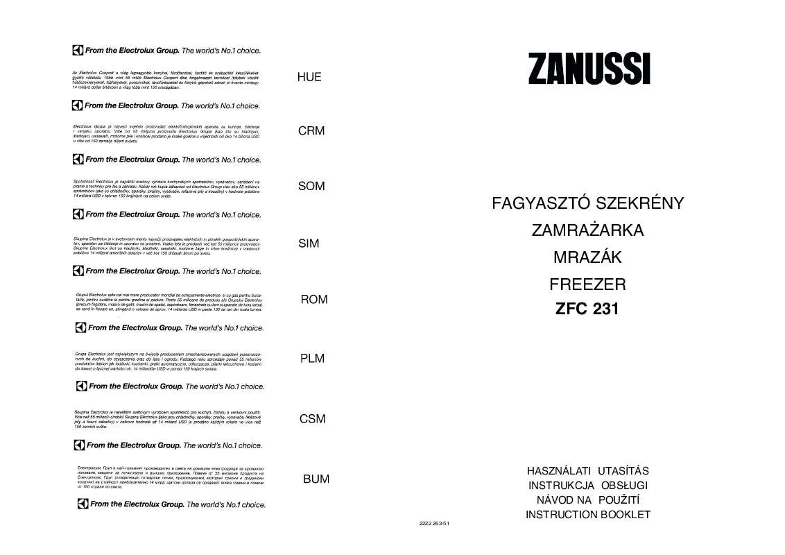 Mode d'emploi ZANUSSI ZC 194 R