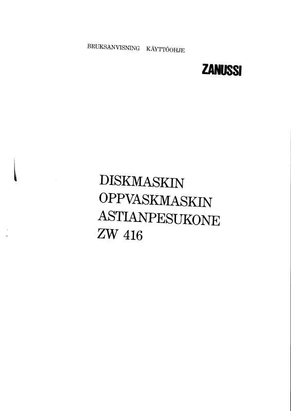 Mode d'emploi ZANUSSI ZW416