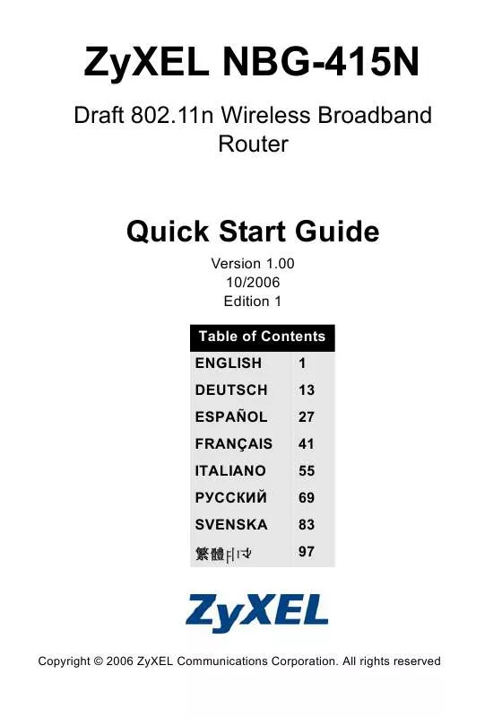 Mode d'emploi ZYXEL NBG-415N