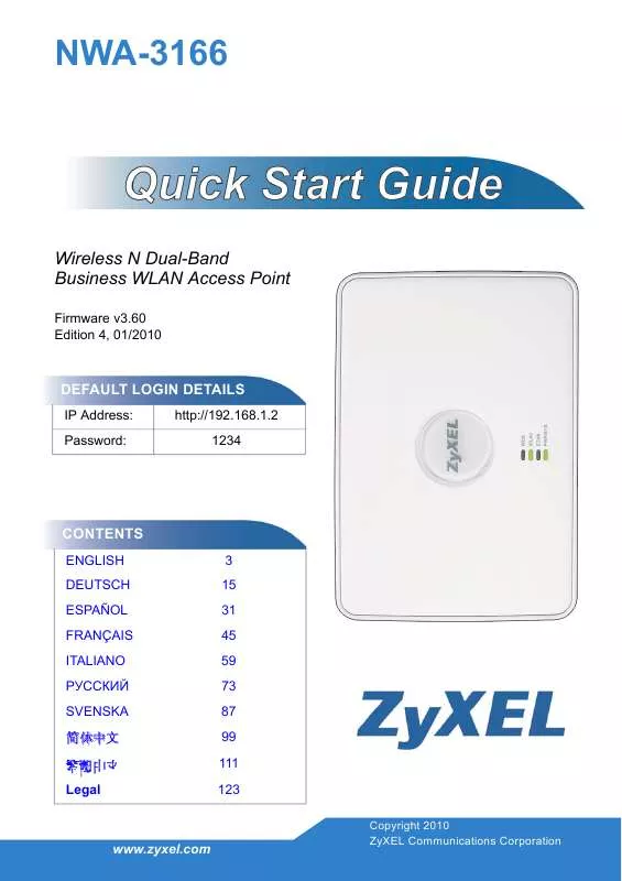 Mode d'emploi ZYXEL NWA-3166