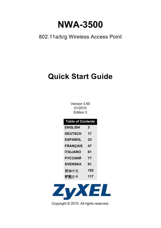 Mode d'emploi ZYXEL NWA-3500